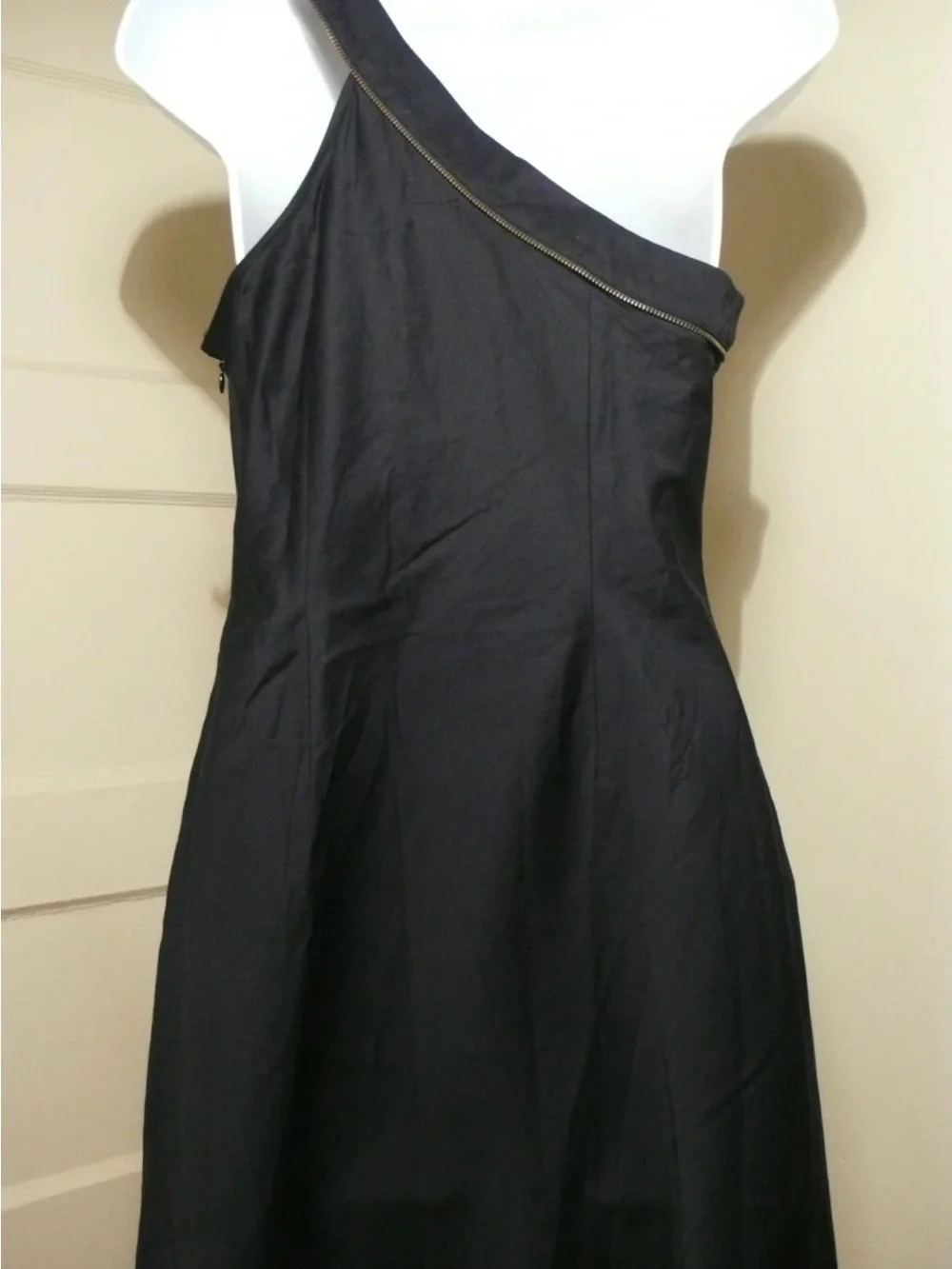 Free People Black One-Shoulder Dress Zip Trim zipper 8